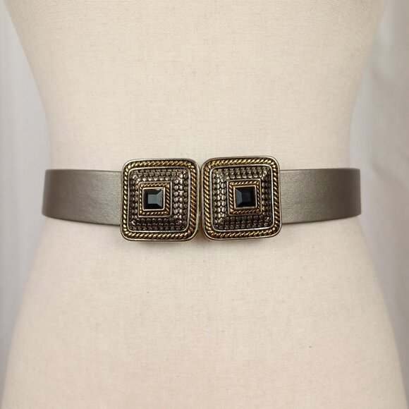 Vintage 80s Douglas Paquette Mixed Metal Buckle + Belt